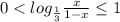 0<log_{\frac{1}{3}} \frac{x}{1-x} \leq 1