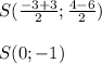 S(\frac{-3+3}{2};\frac{4-6}{2})\\\\S(0;-1)