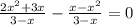 \frac{2x^2+3x}{3-x} - \frac{x-x^2}{3-x}=0