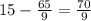 15-\frac{65}{9}= \frac{70}{9}