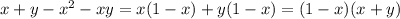 x+y-x^{2}-xy=x(1-x)+y(1-x)=(1-x)(x+y)