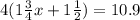 4(1 \frac{3}{4}x+1 \frac{1}{2} )=10.9&#10;