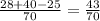 \frac{28+40-25}{70} = \frac{43}{70}