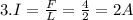 3.I= \frac{F}{L} = \frac{4}{2} =2A