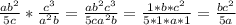 \frac{ab ^{2} }{5c}* \frac{c ^{3} }{a ^{2}b } = \frac{ab ^{2}c ^{3} }{5ca ^{2}b } = \frac{1*b*c ^{2} }{5*1*a*1}= \frac{bc ^{2} }{5a}