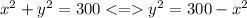 x^{2} + y^{2} =300 <= y^2 = 300 - x^2