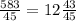 \frac{583}{45} = 12\frac{43}{45}