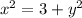 x^{2} =3+ y^{2}