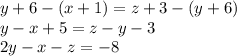 y+6-(x+1)=z+3-(y+6)\\&#10;y-x+5=z-y-3\\&#10;2y-x-z=-8