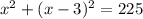 x^{2} + (x-3)^{2}=225