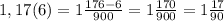 1,17(6)= 1\frac{176-6}{900}= 1\frac{170}{900} =1 \frac{17}{90}