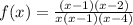 f(x)=\frac{(x-1)(x-2)}{x(x-1)(x-4)}