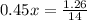 0.45x= \frac{1.26}{14}