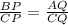 \frac{BP}{CP}=\frac{AQ}{CQ}