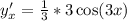 y'_x=\frac{1}{3}*3\cos(3x)