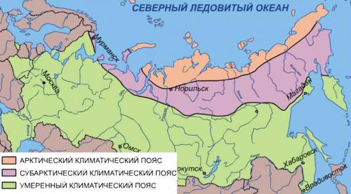 Вкаких климатических поясах располагается наша страна(россия)? чем отличаются климатические условия