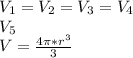 V_{1}=V_{2}=V_{3}=V_{4}\\&#10;V_{5}\\&#10;V=\frac{4\pi*r^3}{3}\\&#10;