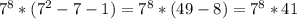 7^{8}*( 7^{2} -7-1)= 7^{8}*(49-8)= 7^{8} *41