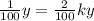 \frac{1}{100}y= \frac{2}{100}ky