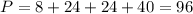 P=8+24+24+40=96