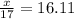 \frac{x}{17} =16.11