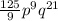 \frac{125}{9} p^{9} q^{21}