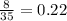 \frac{8}{35} = 0.22