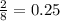 \frac{2}{8} = 0.25