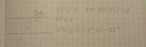 А||b, с - пересекающая прямая. если угол 1=52, вычислите разность квадратов градусной меры углу 4 и