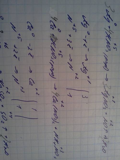 Составить уравнения реакций: 1) взаимодействие разбавленной азотной кислоты с серебром и кальцием. 2