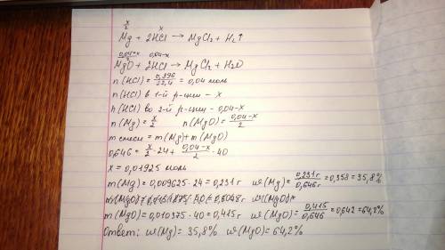 Смесь магния и его оксида массой 0,646 г растворим в соляной кислоте, для приготовления которой потр