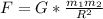 F=G* \frac{m_{1}m_{2}}{R^2}