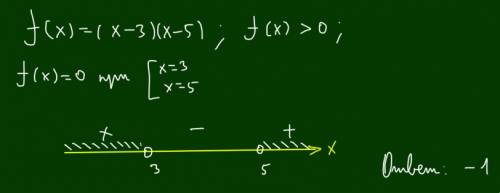 Назовите наибольшее целое отрицательное решение неравенства (х-3)(х-5) > 0