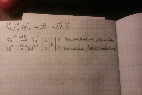 Напишите,,окислительно-восстановительный процесс: fe2o3+h2 ->