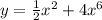 y= \frac{1}{2} x^{2}+4x^{6}