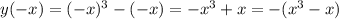 y(-x)= (-x)^{3} -(-x)= - x^{3} +x= -(x^{3} -x)