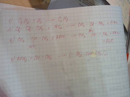 Пропен - пропан - 2 бромпропан - пропен - полипропилен. осуществите превращения