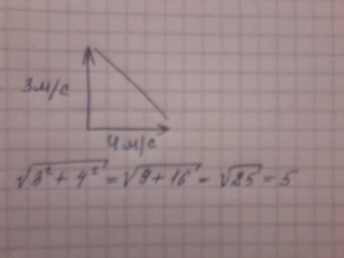 Две одинаковые тележки движутся перпендикулярно друг другу со скоростями 3 и 4 м/с. модуль скорости