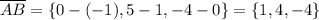 \overline{AB} = \{0 - (-1), 5 - 1, -4-0\} = \{1,4,-4\}