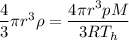 \dfrac43\pi r^3\rho=\dfrac{4\pi r^3pM}{3RT_h}