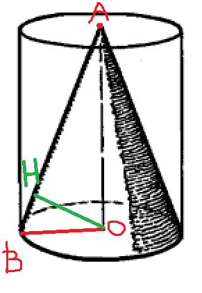 Радиус основания конуса равен 20см,расстояние от центра основания до образующей равно 12 см . найдит