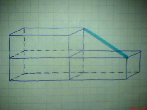 Как с линейки измерить диагональ(отрезок, соединяющий 2 вершины не принадлежащей грани кирпича если