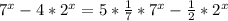 7^{x}-4*2^{x}=5* \frac{1}{7}* 7^{x}- \frac{1}{2}* 2^{x}