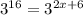 3^{16} = 3^{2x+6}