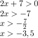 2x+70 \\ 2x-7 \\ x - \frac{7}{2} \\ x-3,5