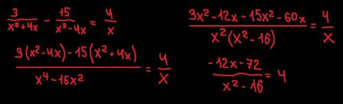 Решите уравнение: 3/x^2+4x-15/x^2-4x=4/x