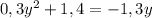 0,3y^{2}+1,4=-1,3y