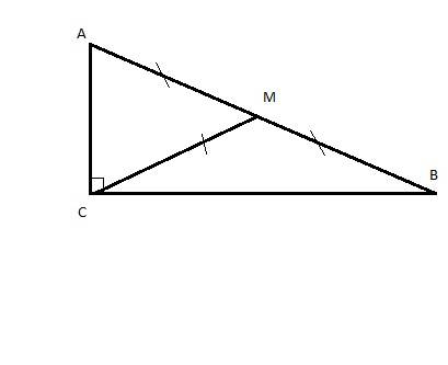 Медиана, проведённая к гипотенузе прямоугольного треугольника, равна 10 и делит прямой угол в отноше
