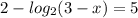 2- log_2 (3-x) =5