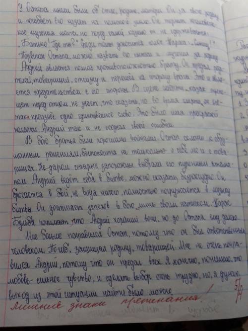 Сравнительная характеристика остапа и андрея в повести тарас бульба